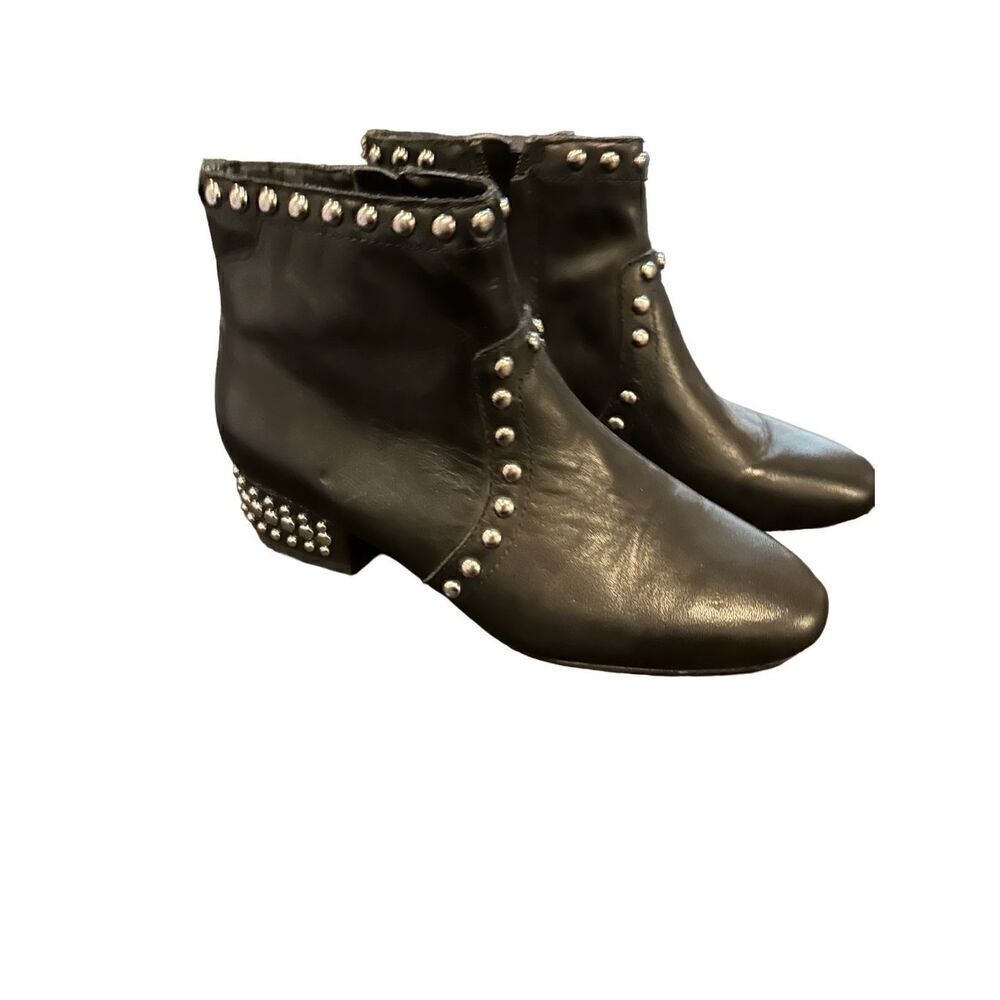 Sam Edelman Black Leather Silver Studded Booties women 6.5